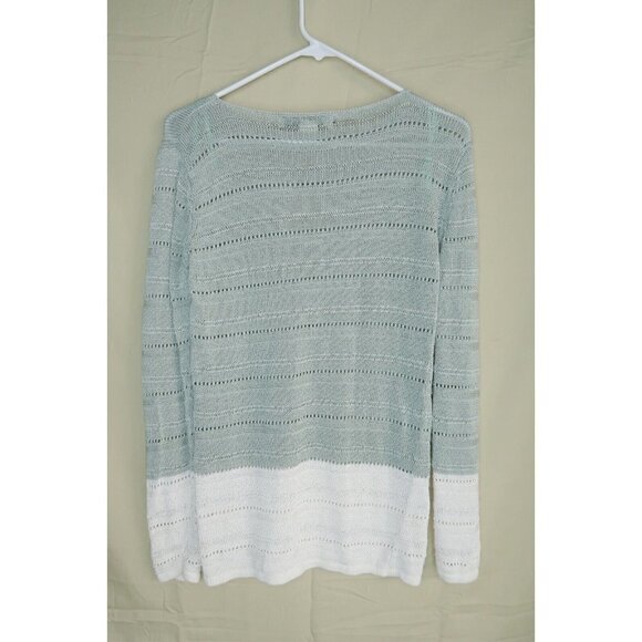 Vintage Austin Reed Gray White Knit Long Sleeves Ramie Rayon Mens Size Medium - Picture 5 of 8